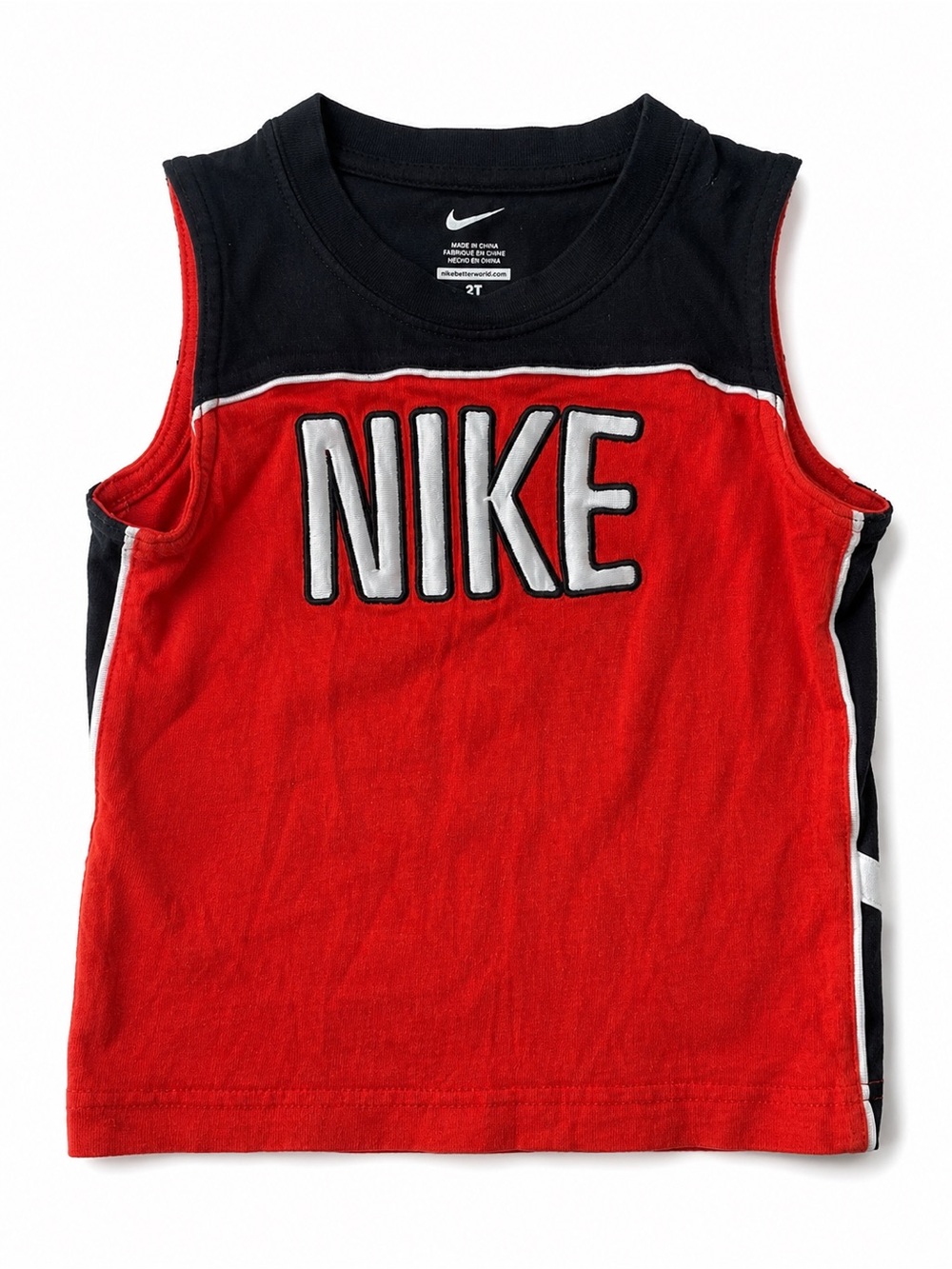 Nike Red and Black Boys Sleeveless Tank with NIKE Patch